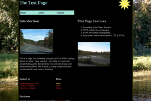 An example web page of CSS and HTML coding